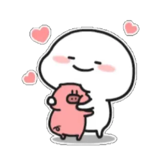 🐷 7fc7dc85 kartun, babi, pelukan, imut, hati, cinta, kawaii whatsapp sticker