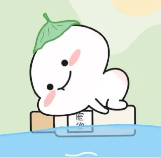 🍀 40a894c5 隠 fofo, desenho animado, folha, personagem, kawaii, blob whatsapp sticker