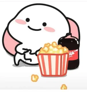 🍟 6adbe232 Desenho animado, Pipoca, Refrigerante, Comida, Fofo, Lanche whatsapp sticker