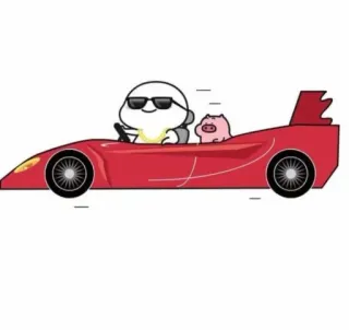 🏎 6c7aee42 carro, dirigindo, desenho animado, fofo, porco, óculos de sol whatsapp sticker