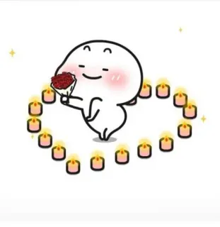 💐 7329ba88 fofo, personagem, flores, amor, desenho animado, velas, buquê whatsapp sticker