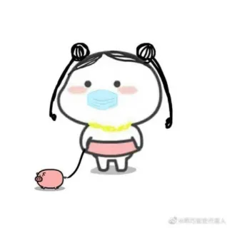 😷 d249089f desenho animado, menina, máscara, porco, fofo, desenho whatsapp sticker