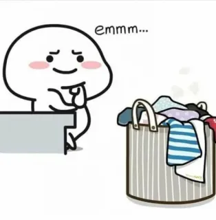 🤔 dada1c70 emmm... Desenho animado, Roupa suja, Meme, Fofo, Pensando, Cesto whatsapp sticker