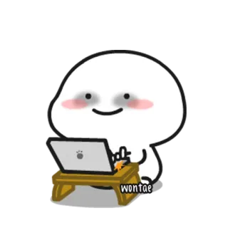 💬 970591cf wontae Kreskówka, Emoji, Postać, Laptop, Słodkie, Sztuka cyfrowa telegram sticker