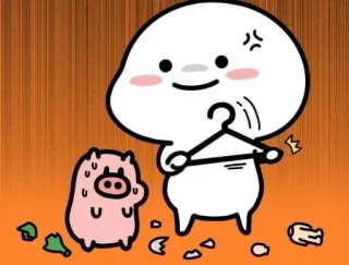 😐 a4841653 Cartoon, Figur, Schwein, Kleiderbügel, Wütend, Süß telegram sticker