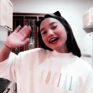 🌟 d801eb82 SOCIAL meisje, kattenoren, zwaaien, sociaal telegram sticker