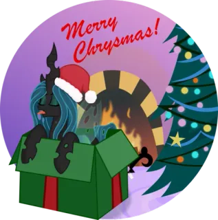 🎁 50915ff3 Merry Chrysmass! natal, liburan, kuda poni, fan art, chrysalis telegram sticker