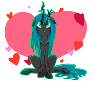 😍 51859d1d Queen Chrysalis My Little Pony kartun, poni, chrysalis, ratu, penjahat, monster, hati, persahabatan, sihir telegram sticker