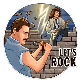 💪 f7ba6aba LET'S ROCK rock, music, musician, performance, freddie mercury, queen telegram sticker