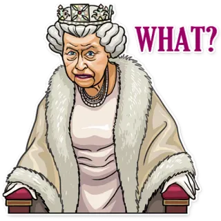 😵 4135e7b0 Queen Elizabeth II WHAT? reine, elizabeth, royal, monarque, angleterre, dessin animé telegram sticker