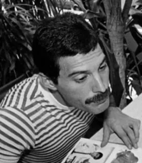 😳 30e4fa00 Freddie Mercury freddie mercury, sänger, queen, schnurrbart, schwarz weiß, künstler telegram sticker