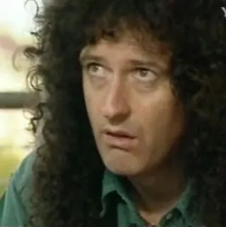 😨 3dea1d03 Brian May Musiker, Gitarrist, Queen, lockige Haare telegram sticker