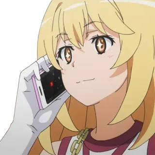 🚨 2015a7e9 动漫, 女孩, 金发, 手机, 微笑 telegram sticker