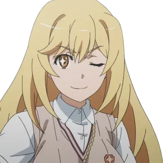 😉 352fac6e 动漫, 角色, 女孩, 金色, 眨眼 telegram sticker