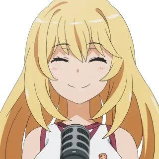 😊 4252e030 动漫, 麦克风, 女孩, 金发, 微笑 telegram sticker