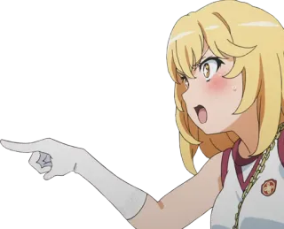 👈 61b86216 动漫, 女孩, 指, 金发, 恼火 telegram sticker