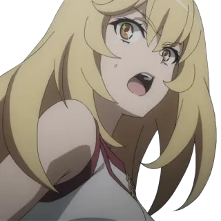 😱 622ecdce 动漫, 金发, 女人, 震惊, 惊叹号 telegram sticker