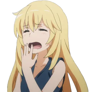 🥱 753167d2 动漫, 女孩, 打哈欠, 金发 telegram sticker