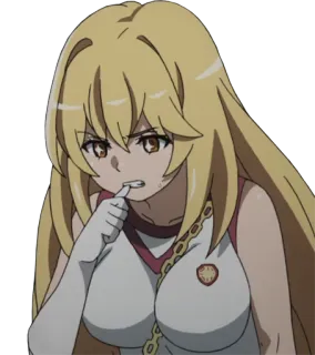 😒 852879a5 动漫, 金发, 女孩, 手套, 肖像 telegram sticker