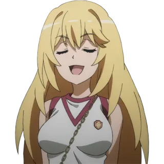 😌 ce63fb33 动漫, 女孩, 金发, 快乐, 微笑 telegram sticker