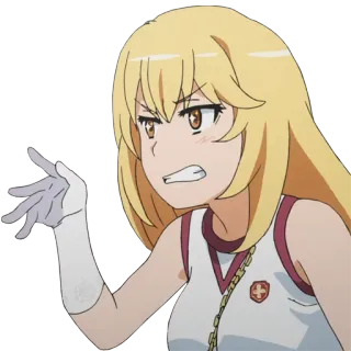 😒 fb2eecd2 动漫, 女孩, 生气, 金色, 卡通 telegram sticker