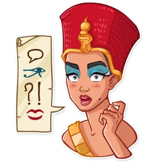 😮 662f88e8 Egypt, pharaoh, Nefertiti, ancient, hieroglyphics, queen, cartoon telegram sticker