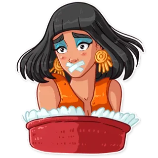 🤐 9a538bb6 cartoon, woman, tape, expression, character, egyptian, mute telegram sticker
