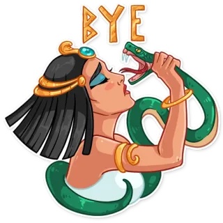 ☠️ b1374818 Cleopatra BYE cleopatra, egypt, snake, bye, woman, pharaoh telegram sticker