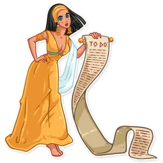 📝 cca12e37 TO DO: woman, todo, list, scroll, cartoon telegram sticker