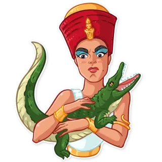 ☹️ e1604856 woman, crocodile, egyptian, ancient, queen, pharaoh telegram sticker