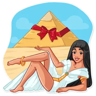 🎁 e1dbefbe Egyptian, woman, Cleopatra, pyramid, cartoon, gift telegram sticker