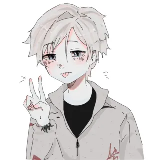 😝 1663590b anime, cartoon, boy, peace sign, tongue, cute telegram sticker