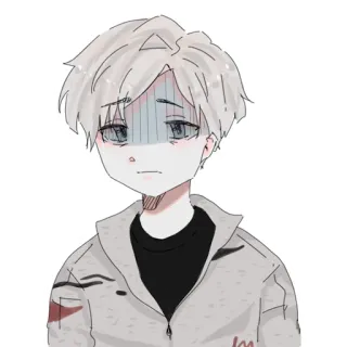 🤢 57e45097 anime, boy, cartoon, sad, grey hair telegram sticker