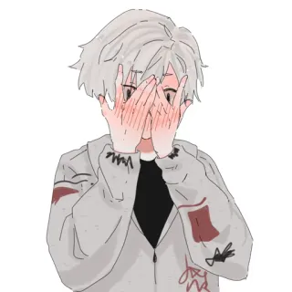 😱 5a58059d anime, boy, shy, covering face telegram sticker