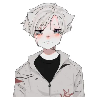 😭 a02e1468 anime, sad, crying, cat ears, emo, manga, character, digital art telegram sticker