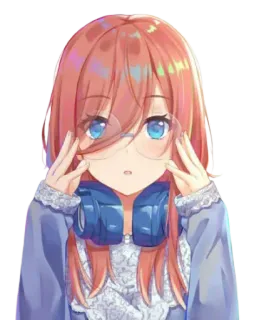 😊 5f2669d7 Anime, Manga, Koptelefoon, Meisje, Bril, Leuk telegram sticker