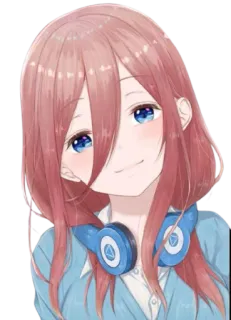 😊 c8009ba1 Miku Nakano The Quintessential Quintuplets Anime, Miku, Nakano, The Quintessential Quintuplets, Koptelefoon telegram sticker