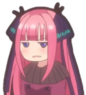 😒 83f06a5a 动漫, 卡通, 粉色头发, 紫色眼睛, 可爱, 女孩, 贴纸 telegram sticker