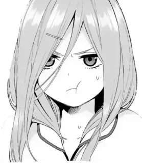 😒 9aa19cd3 动漫, 漫画, 女孩, 生气, 嘟嘴, 黑白 telegram sticker