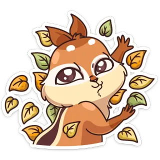 🍁 4386e2ff scoiattolo, foglie, carino, cartoni animati, animale, natura telegram sticker