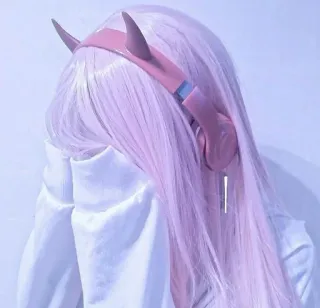 💗 04cc0a44 Аниме, Девушка, Розовые волосы, Наушники, Косплей, Рога telegram sticker