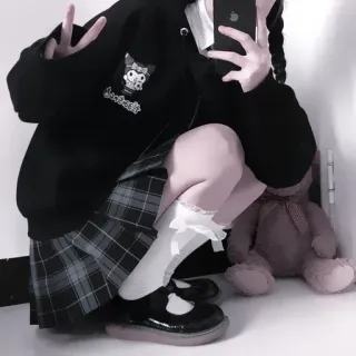 💗 802db620 мода, юбка, стиль, милый, каваи, носки, обувь, клетка telegram sticker