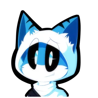 😌 171b8f7a 兽人, 拟人, 猫, 蓝色, 白色, 帽衫, 动物 telegram sticker