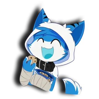 😸 776835eb 毛茸茸, 饼干, 快乐, 卡通, 蓝色, 可爱 telegram sticker