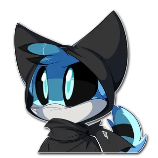 🤔 8efb0429 兽人, 卡通, 动物, 可爱, 拟人, 蓝色, 帽子, 猫 telegram sticker