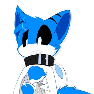 😯 fb40227b 兽人, 卡通, 项圈, 狐狸, 蓝色 telegram sticker