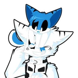 😄 ff6ebcfa 兽人, 拟人, 狐狸, 蓝色, 白色, 卡通, 角色 telegram sticker