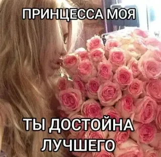 😘 461443f8 ПРИНЦЕССА МОЯ
ТЫ ДОСТОЙНА ЛУЧШЕГО putri, bunga, mawar, buket, romantis, cinta, gadis telegram sticker