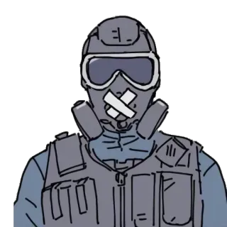 😌 0b2622f0 soldaat, militair, tactisch, helm, masker, tape telegram sticker