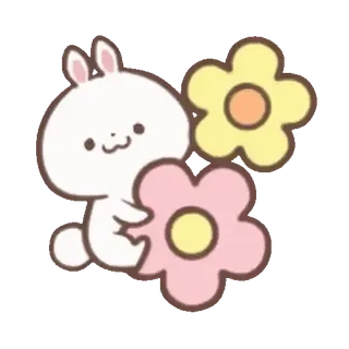 🐰 a6adba28 carino, coniglio, coniglio, fiori, kawaii, adesivo, cartone animato, animale telegram sticker